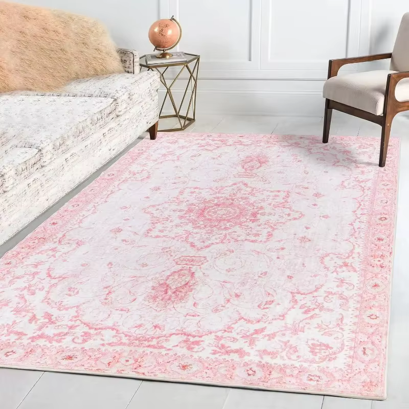 Tapis luxueux imprimé Vintage rose, élégant, antidérapant, pour salon, chambre à coucher, tapis de sol classique, décoration de maison, Festivals de pâques