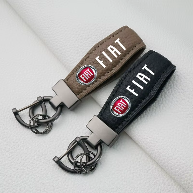 Porte-clés de voiture de luxe en cuir véritable, anneau cadeau pour Fiat Punto Abarth 500 Stilo Ducato Palio Bravo Doblo, accessoires de voiture