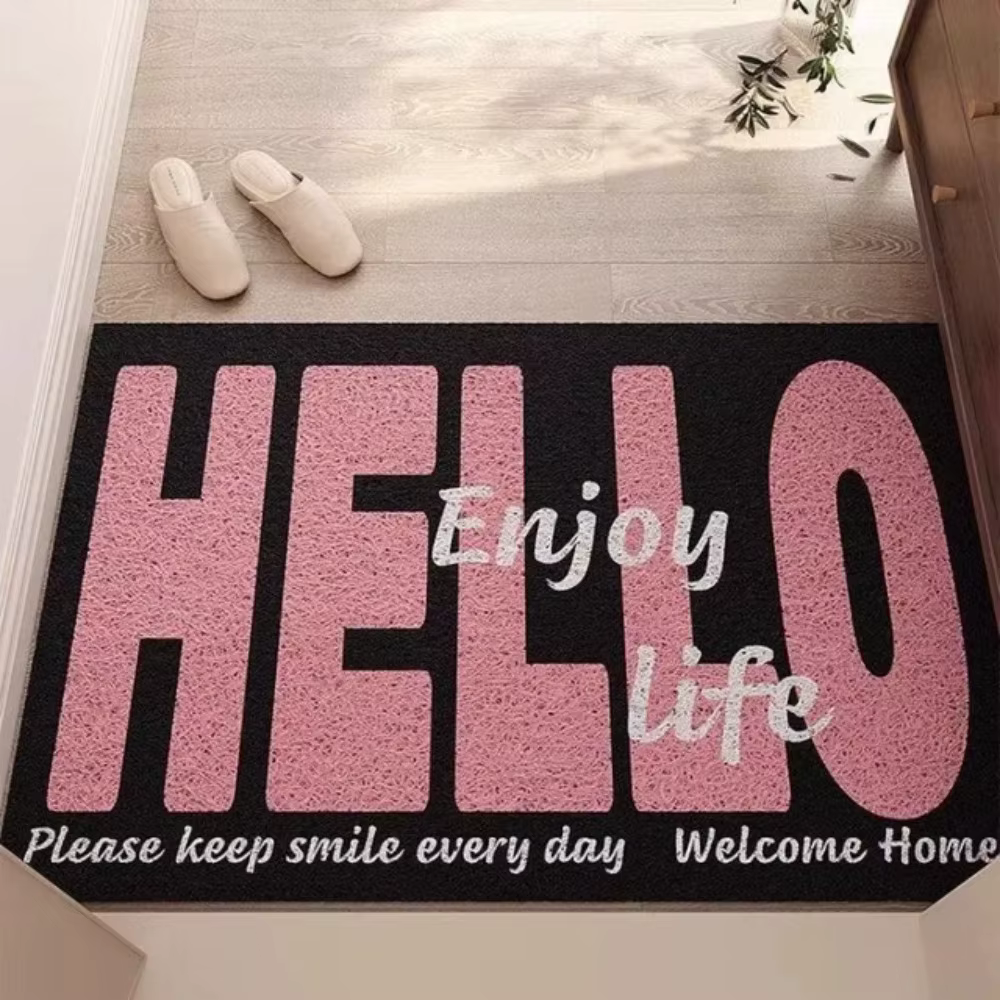 Tapis rectangulaire « Hello Enjoy Life » avec citation positive, tapis de bienvenue pour la maison, tapis antidérapant pour le sol, paillasson d'entrée, tapis de bienvenue
