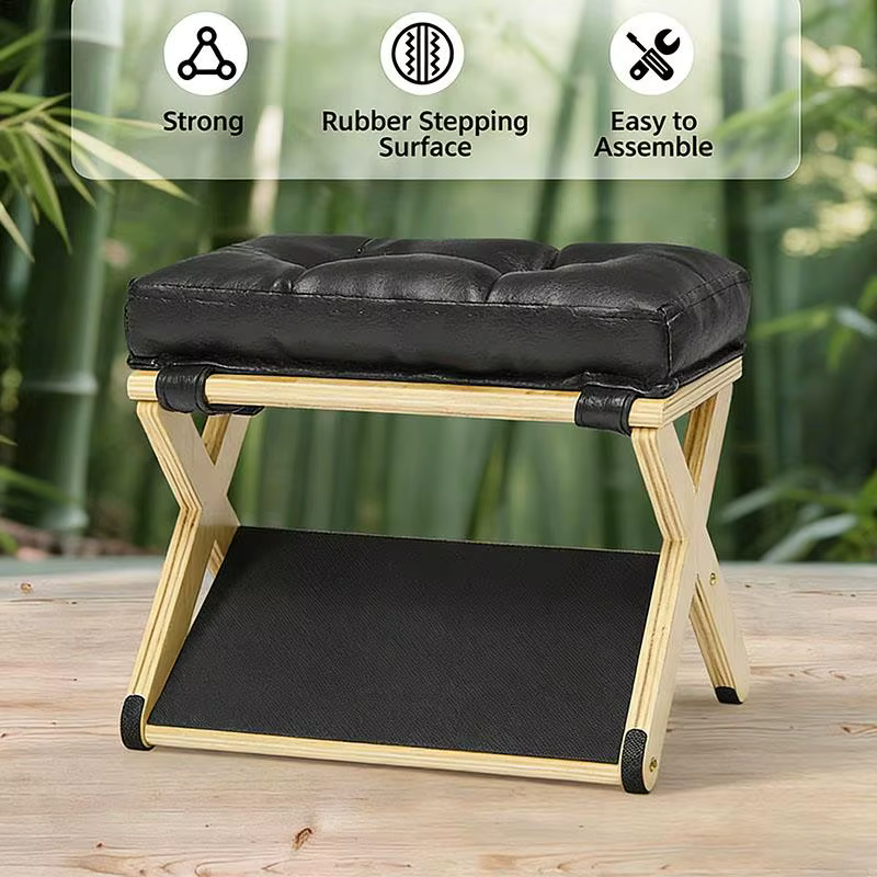 Repose-pieds en bois sous le bureau avec surface antidérapante en caoutchouc, repose-jambes à 2 niveaux, petit tabouret incliné pour bureau à domicile