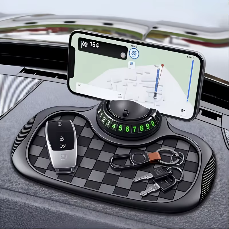 Tapis antidérapant pour tableau de bord de voiture, Nouveau tapis antidérapant multifonctionnel pour voiture 2026 avec numéro de stationnement temporaire, Tapis antidérapant pour voiture
