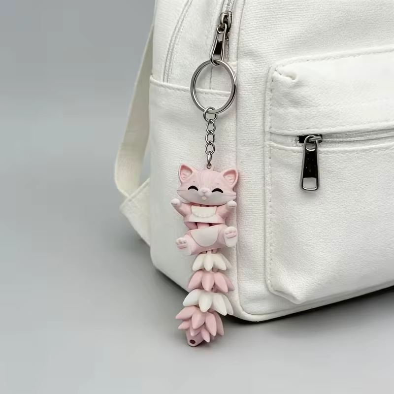 Porte-clés chat rose mignon, un accessoire adorable adapté aux sacs à main, aux sacs à dos et aux portefeuilles
