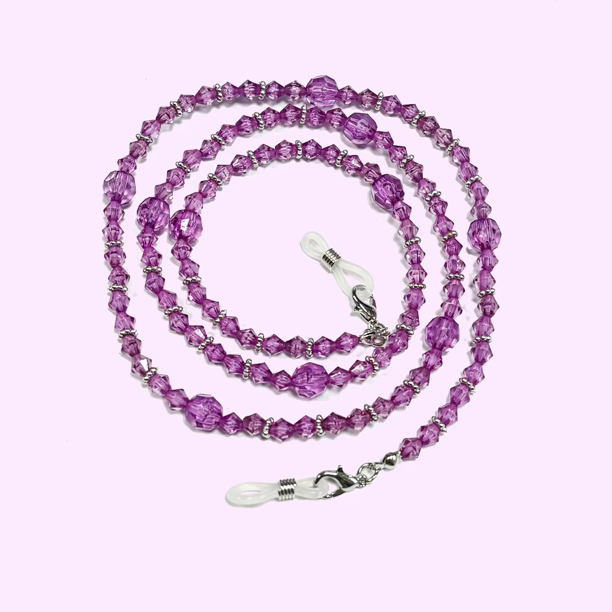 Chaîne de lunettes élégante violette pour femmes, multifonctionnelle, avec accessoires, cordon antidérapant