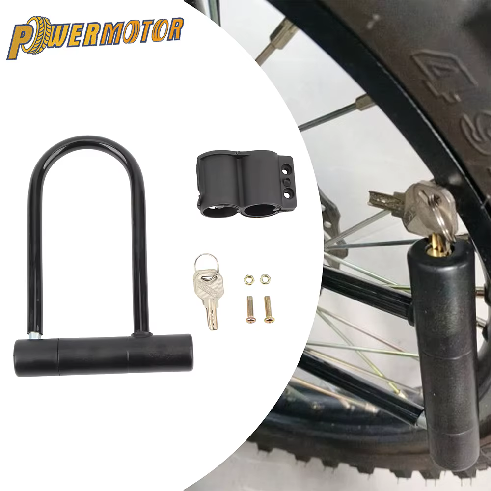 Serrure en U pour moto et vélo, Mini serrure de roue de vélo portable avec clé antivol, sécurité pour Scooter, accessoires de vélo