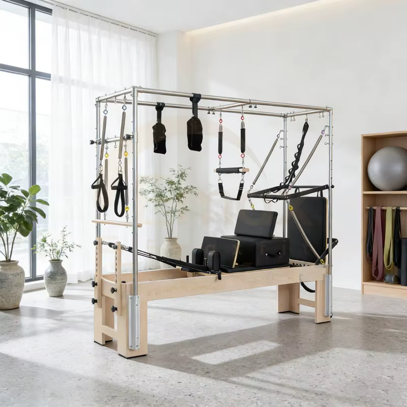 Tour de Pilates portable de luxe 3-en-1 avec ressorts et revêtement en cuir microfibre pour studio