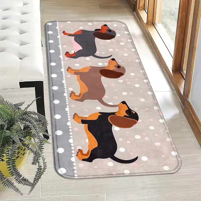 Paillasson antidérapant sur le thème du teckel, joli tapis d'entrée de maison, pour salon, chambre à coucher, salle de bain, cuisine et espaces extérieurs