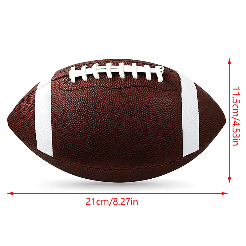 Ballon gonflable de rugby en PVC écologique, football américain, ballon en cuir pour enfants, fournitures de sport d'intérieur et d'extérieur, 21cm, 8.5 po, 16p