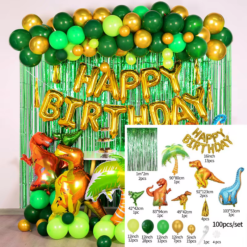 Ballon de décoration d'anniversaire dinosaure, ballon en aluminium 3D dinosaure debout, ensemble de ballons numérotés de dessin animé 1-9 pour fournitures de fête enfant garçon