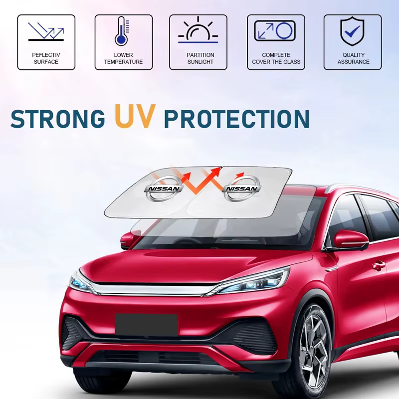 Pare-soleil de pare-brise avant de voiture, accessoires de Protection solaire pour Nissan Qashqai j11 j10 Juke X Trail t32 Tiida Leaf Versa