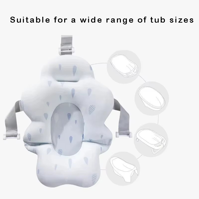 Tapis de bain pour bébé, siège de baignoire pour nouveau-né, support de baignoire pour bébé, coussin antidérapant, support de bain sécurisé, coussin de bain doux et confortable, coussin de bain