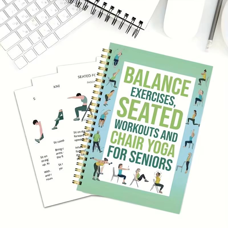 Livre d'exercices de yoga en position assise de 50 pages pour les seniors et les adultes - Guide des poses