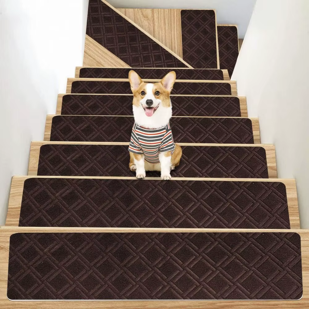 Nouveau tapis d'escalier auto-adhésif antidérapant 76x20cm, tapis de marche d'escalier, tapis de sécurité souple à rayures, tapis de porte, décoration intérieure