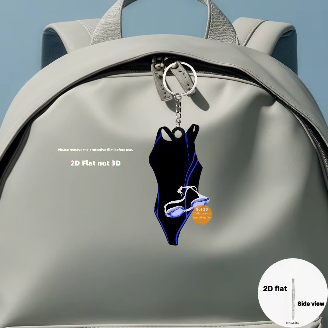 Porte-clés pendentif pour maillot de bain, thème de natation, ornement plat en acrylique 2D, breloques suspendues pour sacs, cadeau de fête, Festival à domicile