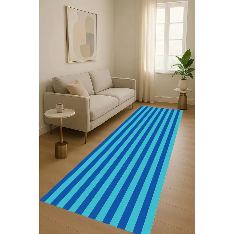 Tapis de couloir à rayures minimalement, rouge, jaune, bleu, longue bande, pour porte, entrée, cuisine, couloir, chevet, canapé, décoration de la maison