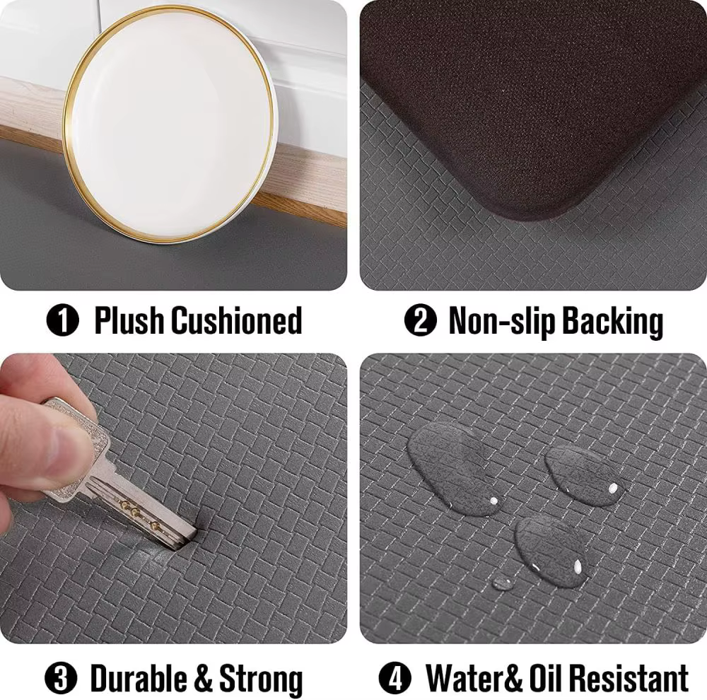 Nouveau Tapis sur pied Anti-Fatigue, tapis de cuisine avec imperméabilisation en PVC, tapis de cuisine antidérapant