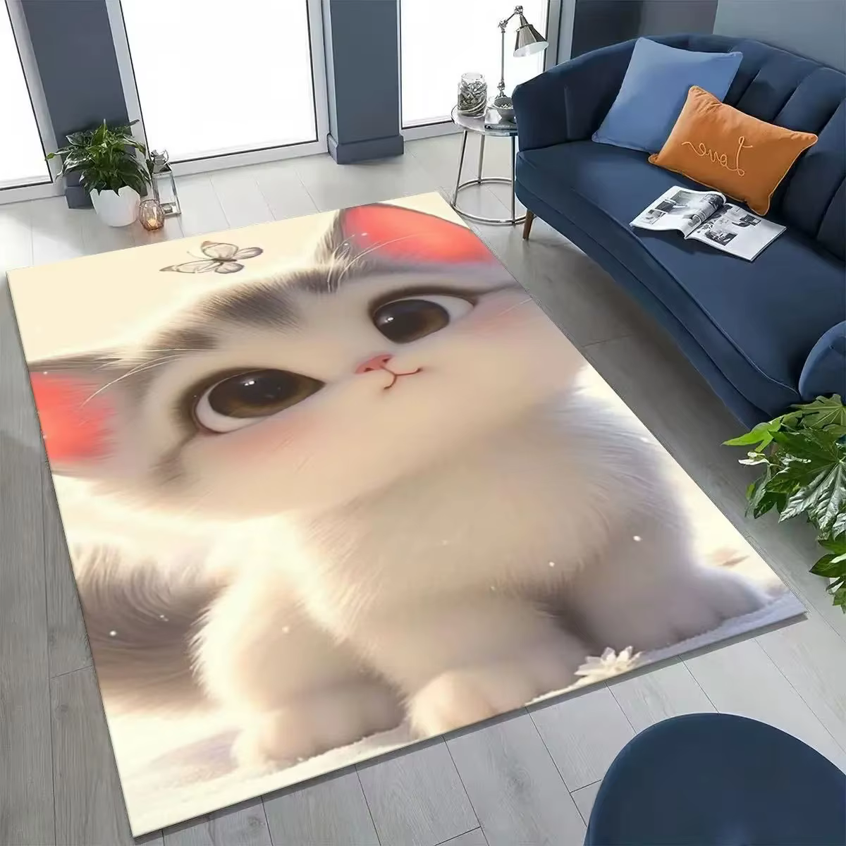 Tapis imprimé avec des pattes de chaton 3D Kawaii, tapis de jeu pour bébé, tapis de salon, tapis de chambre à coucher, adapté à la décoration de la maison pour les amoureux des chats