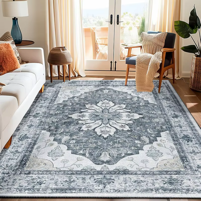 Tapis d'appoint vintage oriental persan à motifs floraux
