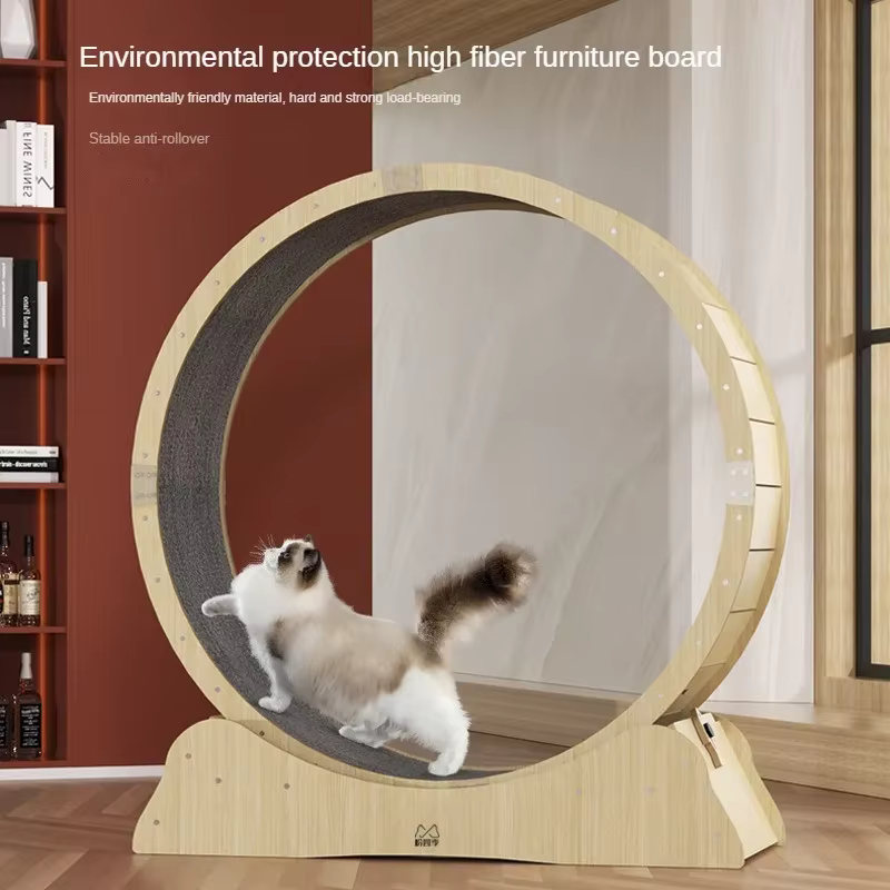 Tapis roulant pour chien et chat, anneau en polaire, rouleau de fitness, sport silencieux, roue de course, meubles, planche en fibre élevée, cadre d'escalade pour chat