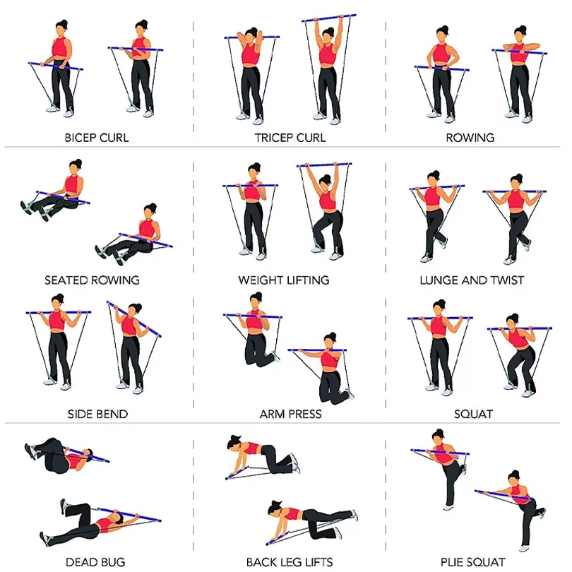 Combinaison de barre de Pilates multifonctionnelle