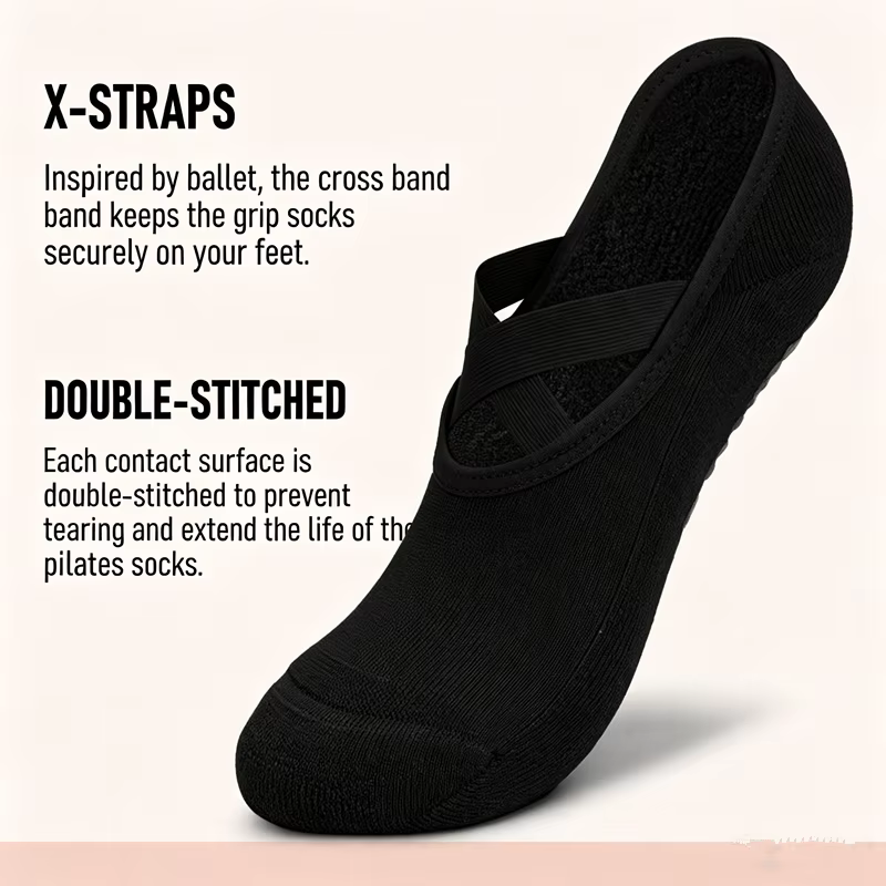 1 paire de chaussettes de Pilates et de yoga antidérapantes pour femmes