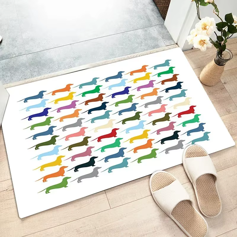 Tapis non ald à motif de chien mignon pour la décoration de la maison, la cuisine, le salon, la décoration de Noël, le sol, le teckel