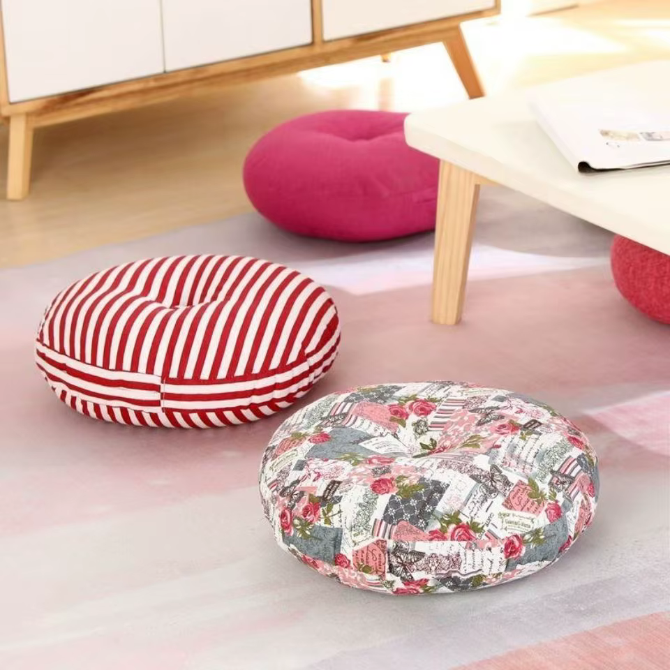 Grand coussin de méditation Zafu en lin pour fenêtre en baie