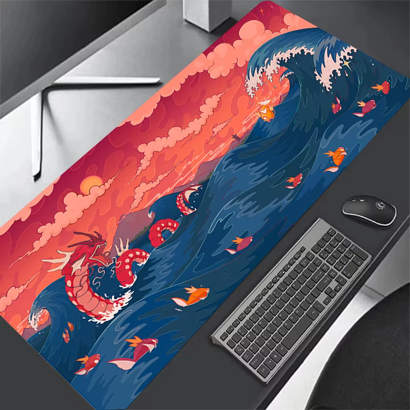 Tapis de souris Anime Pokemon XXL 90x40cm, pour clavier d'ordinateur, accessoires d'ordinateur, tapis de bureau antidérapant avec Lockrand