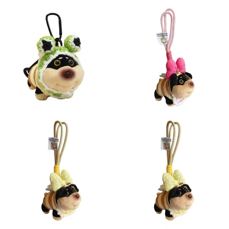 Accessoire spécial pour chien: pendentif de sac de poupée en peluche de chiot d'abeille Portable, décor suspendu de porte-clés doux mignon