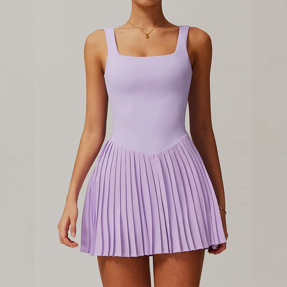 Robe de Tennis nue ajourée, dos nu, jupe pour femmes, combinaison Anti-éblouissement, Fitness, sport, course à pied, poches, jupe plissée, robe de sport