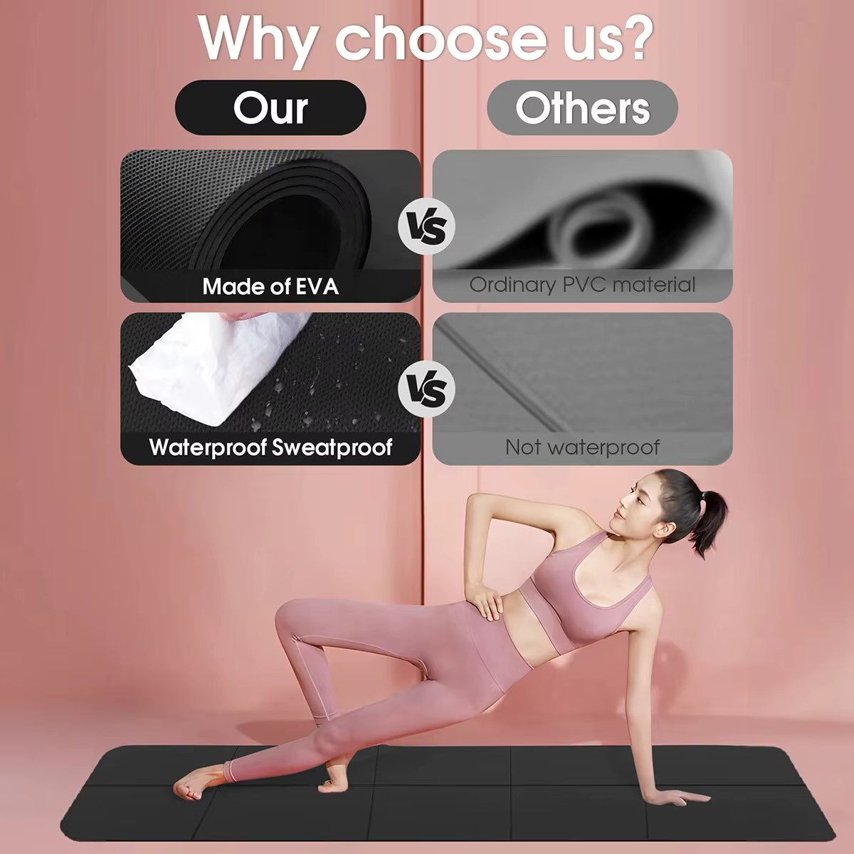 Tapis de yoga sport fitness EVA mousse confortable 4mm d'épaisseur