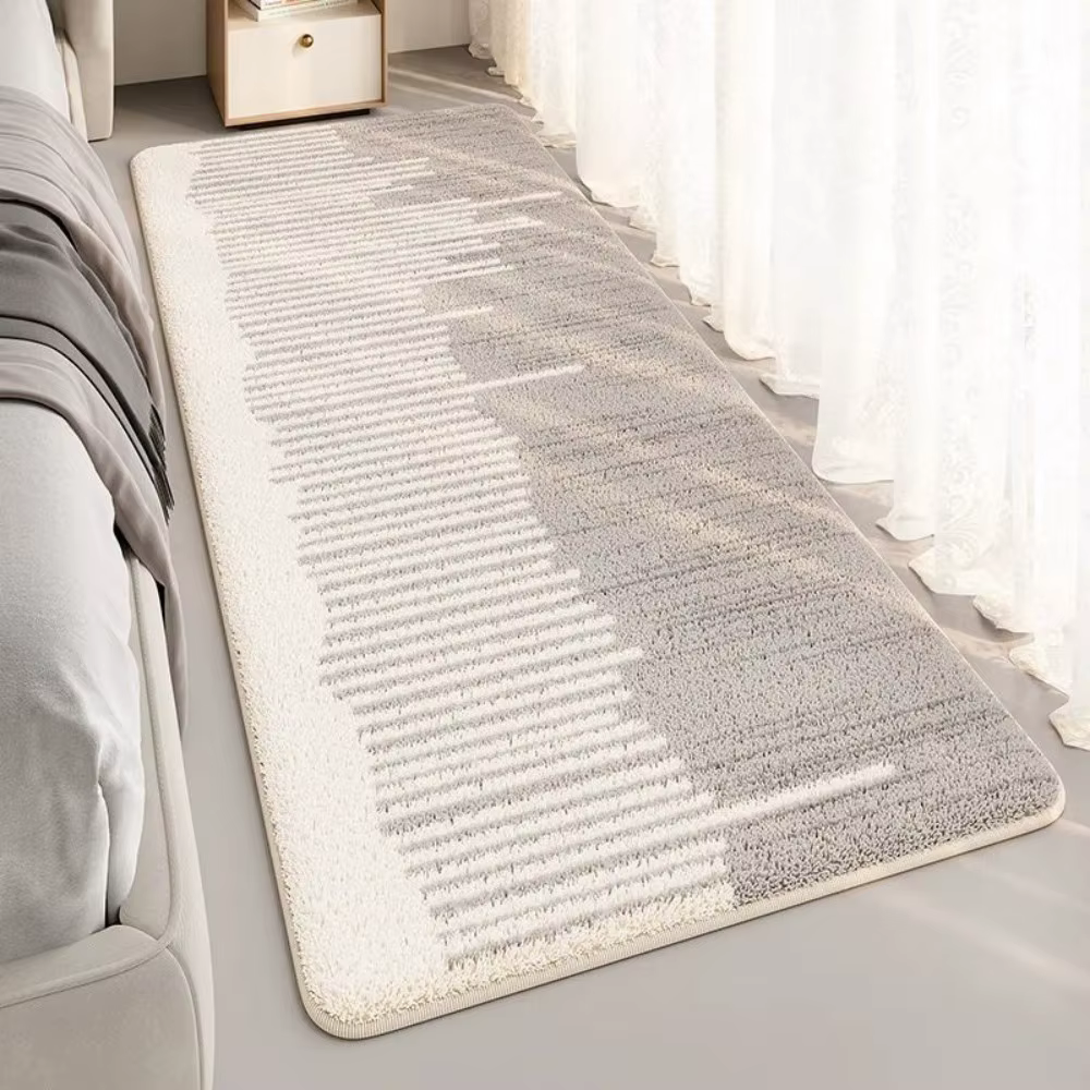 VIKAMA Tapis à poils rayés Tapis antidérapant adapté aux chambres à coucher et aux salons Tapis doux lavable en machine Tapis latéral de berceau