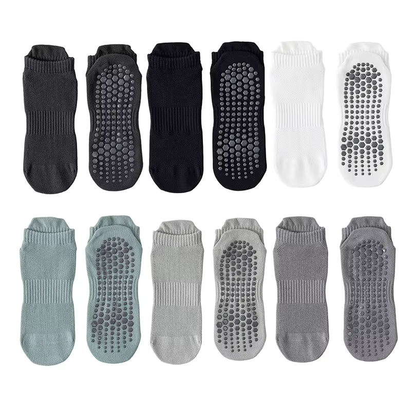 Chaussettes de Yoga hommes coton mince Silicone poignée antidérapante Pilates chaussette à cheville basse