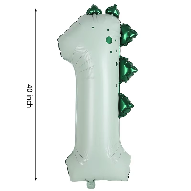 Ballons numériques dinosaures de 40 pouces, ballons numériques en aluminium recouvert d'hélium avec cornes de dinosaure, décorations pour le premier anniversaire