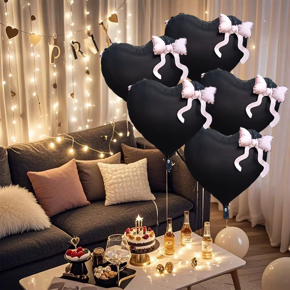 Lot de 5 ballons en aluminium en forme de cœur de pêche de 22 pouces, adaptés aux fêtes d'anniversaire, à la Saint-Valentin, aux mariages de fiançailles, aux enterrées, aux célébrations d'anniversaire