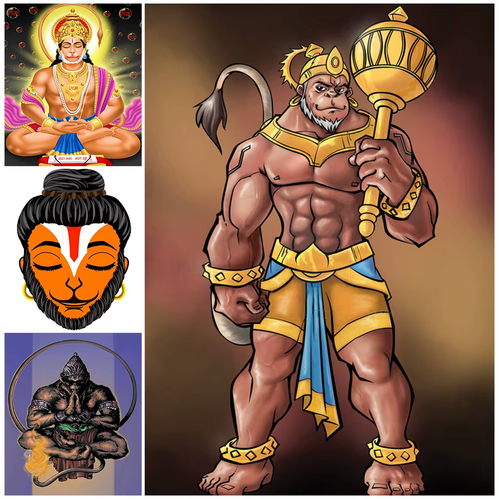 Affiches de dessin animé de méditation Hanuman