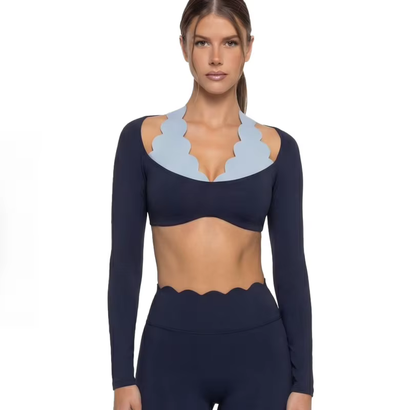 Tenue de yoga effet deux pièces color-block avec coussinet de poitrine