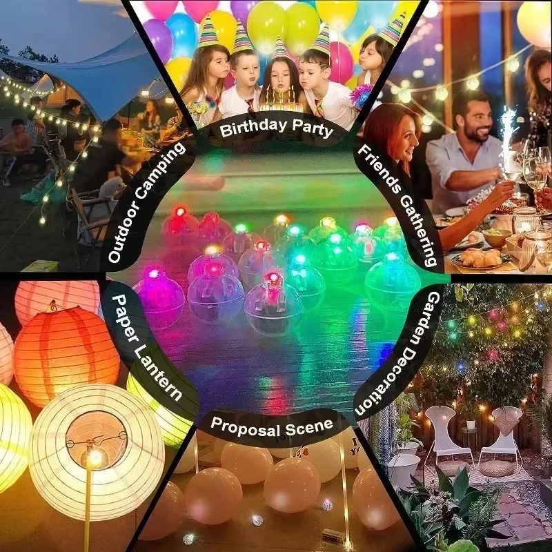 100/10 pièces lumineux gobelet boule lampe Mini LED ballon lumière coloré clignotant lanterne noël mariage anniversaire fête décor