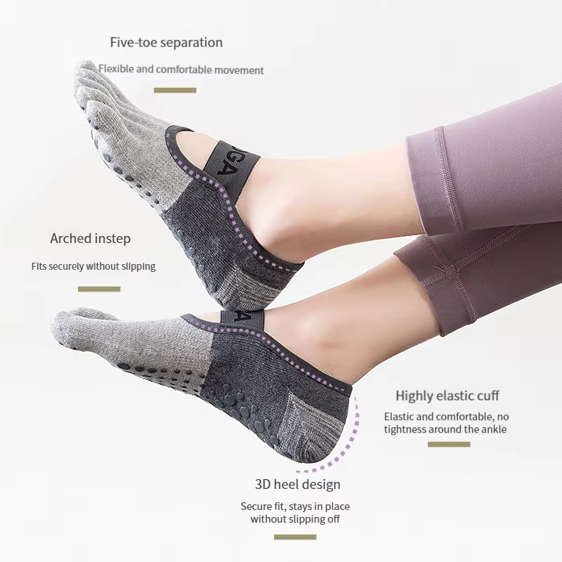 Chaussettes de Pilates professionnelles antidérapantes à cinq doigts