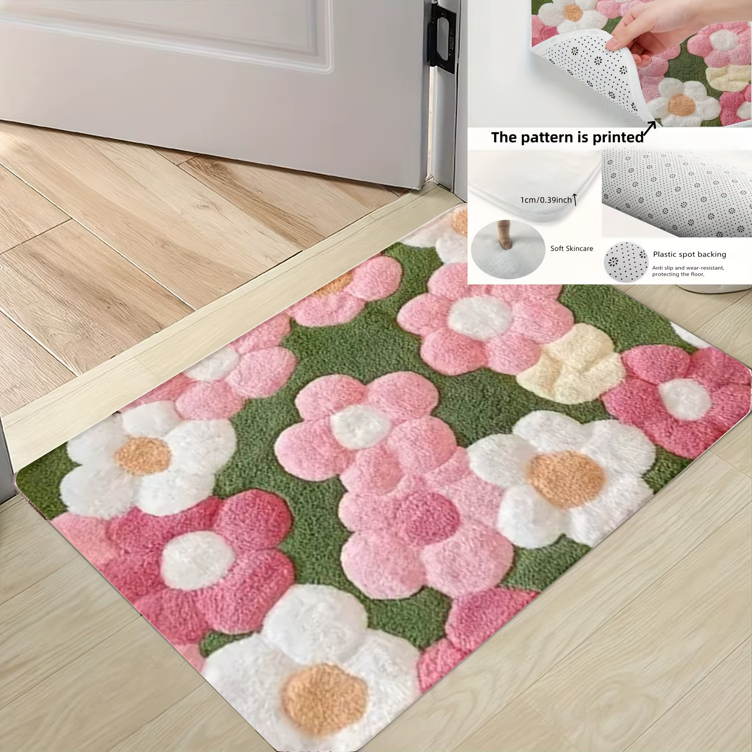 Tapis de bain floral vibrant – Tapis ultra doux, à séchage rapide et antidérapant pour salle de bain, cuisine et entrée, cadeau de pendaison de crémaillère idéal