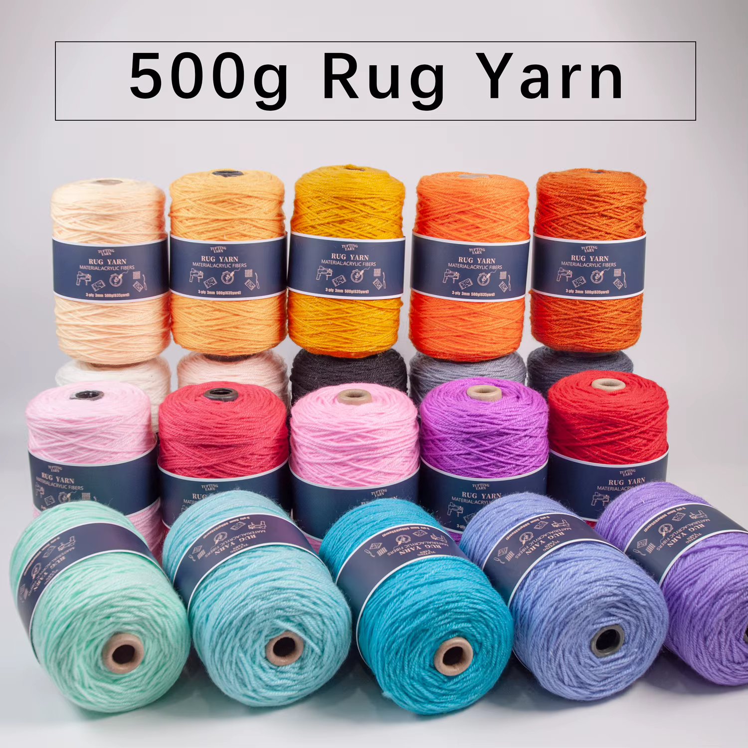 Fil à tapis 500g/rouleau, fibre acrylique douce pour la fabrication de tapis et les projets de décoration intérieure, fils à crocheter DIY pour paniers
