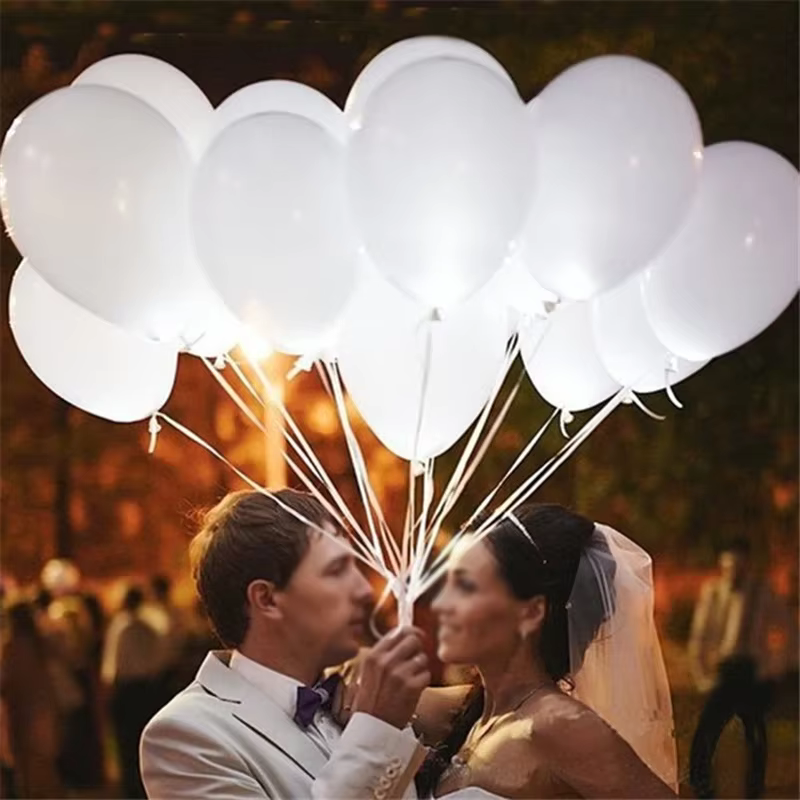 10-30 pièces LED ballon lumières lumineuses 12 pouces blanc Latex ballons lumineux fête d'anniversaire vacances mariage décoration fournitures