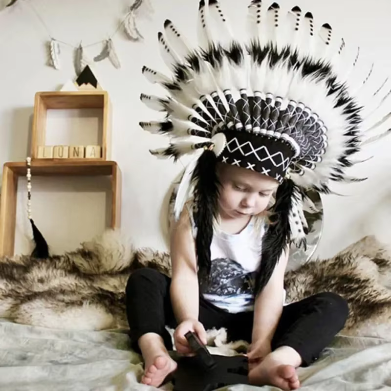 Coiffure en plumes indiennes, serre-tête en plumes indiennes américaines, bandeau en plumes, décoration de fête, accessoires Photo, Cosplay