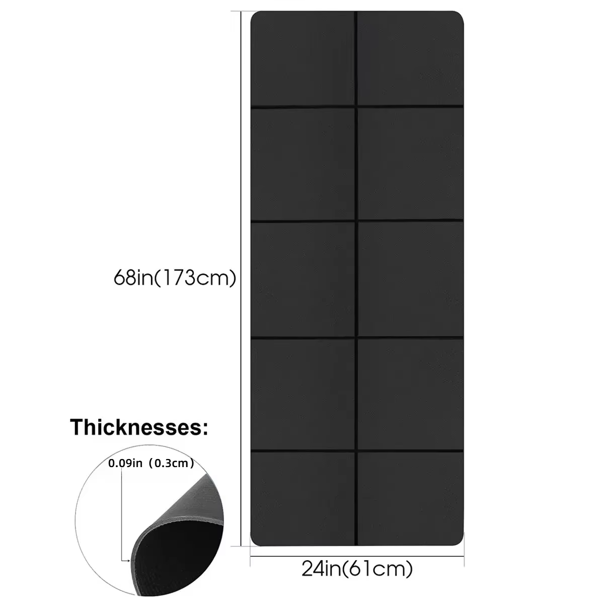 Tapis de yoga en mousse EVA confortable de 3 mm d'épaisseur