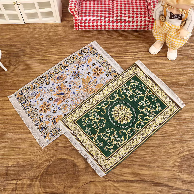 Tapis de sol en polymère pour chambre à coucher, couverture de sol carrée l'inventaire, décor de salon, accessoires de maison de beurre de jouet, modèle de maison de courses, 1:12