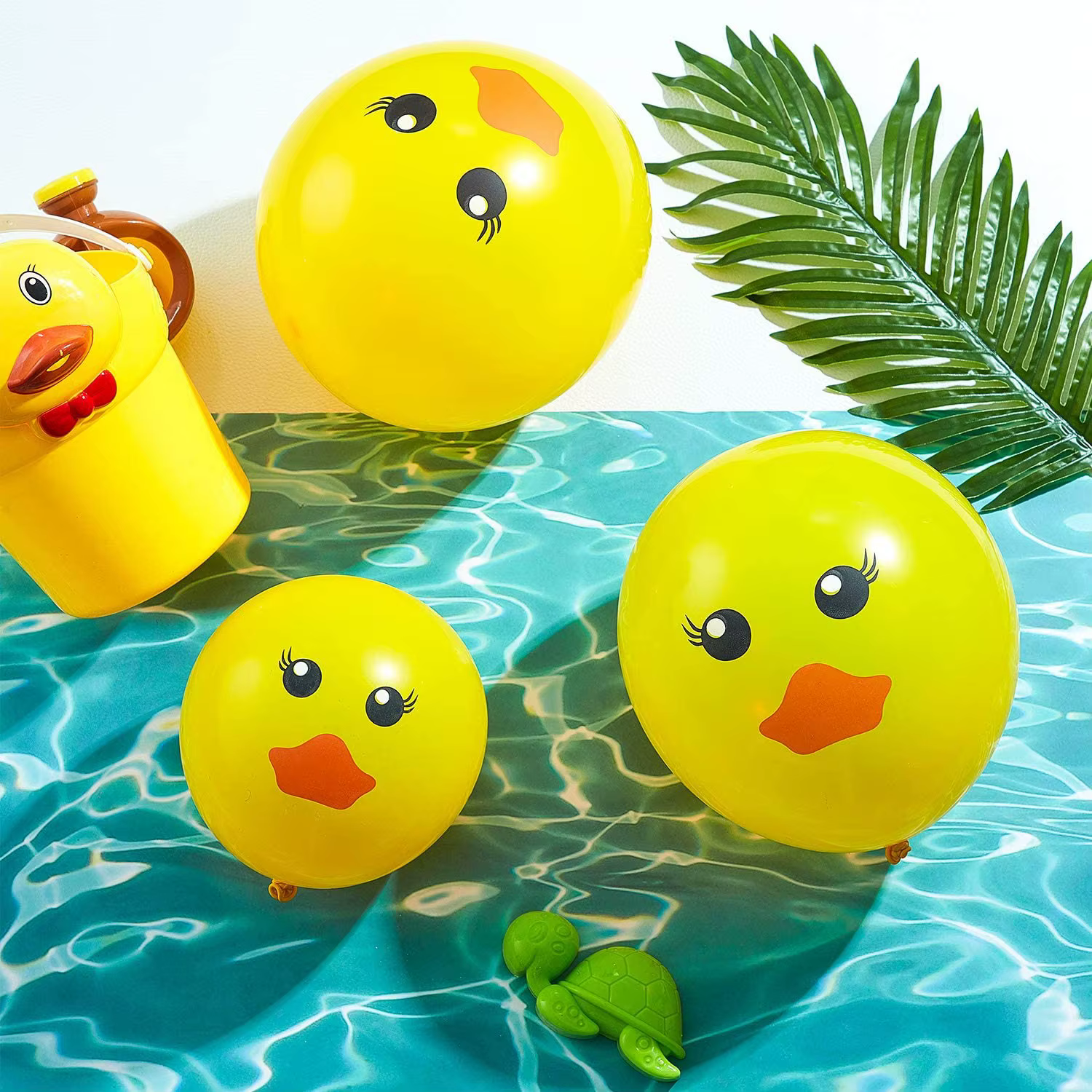 60 pièces ballons en latex de canard jaune ballons imprimés de canard de dessin animé pour la décoration de fête d'anniversaire de mariage réception-cadeau pour bébé, 12 pouces