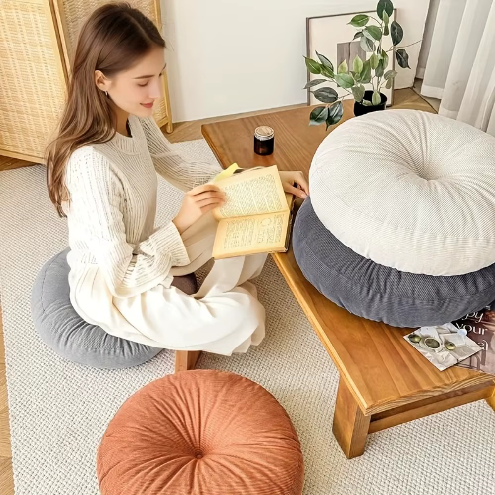 Coussin rond épais, oreiller de yoga de méditation doux et confortable