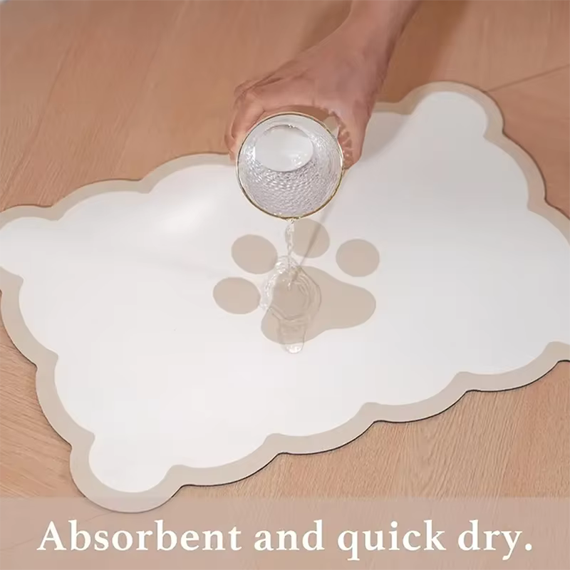 Tapis d'alimentation pour animaux de compagnie, absorbant et antidérapant, pour bol de chien, terre de diatomées, pour bol d'eau et de nourriture