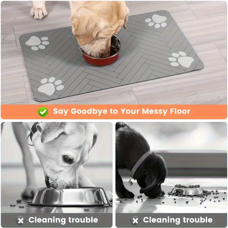Tapis de nourriture imperméable pour chien – Plateau d'alimentation antidérapant robuste avec tailles S/M pour les mangeoires en désordre, tapis de salle à manger absorbant durable