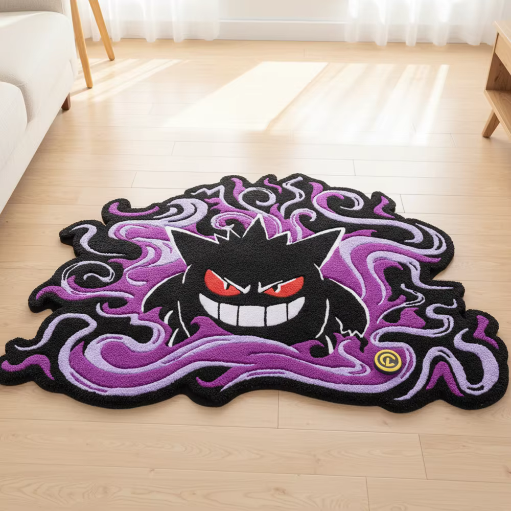 Tapis irrégulier Pokemon Gengar Anime, décoration de salle de jeu Kawaii, tapis de sol doux antidérapant, cadeau esthétique pour les fans