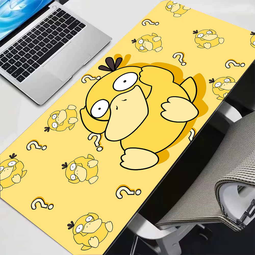 Tapis de souris de jeu Pokemon Psyduck, grand tapis de bureau XXL, tapis de souris de dessin animé, antidérapant, imperméable, pour clavier, pour joueur, bureau